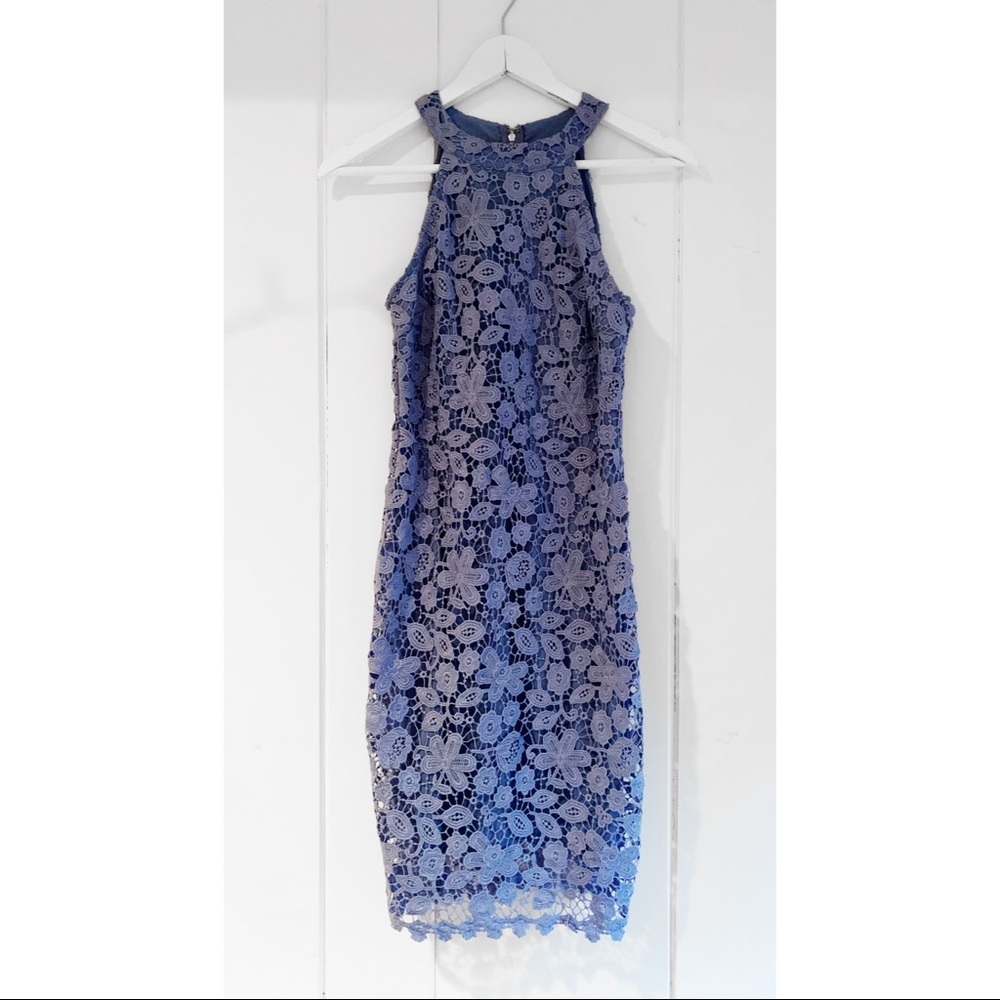 Pale blue crochet halter lace dress - Picture 2 of 6